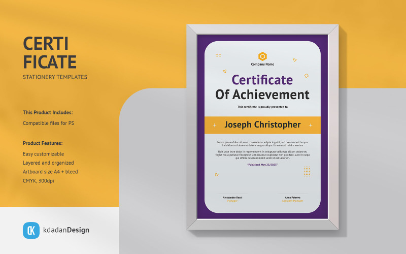 Certificate PSD Design Templates Vol 034 Certificate Template
