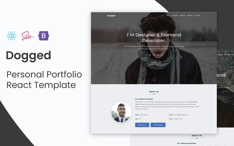 Dogged - Personal Portfolio React Template Landing Page Template