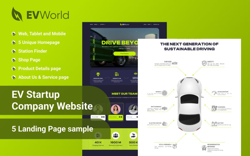 EV World- EV Company Website UI Kit UI Element