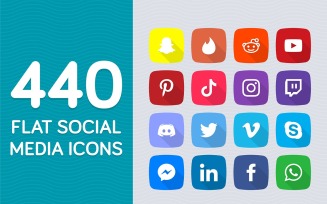 440 Flat Social Media Icons