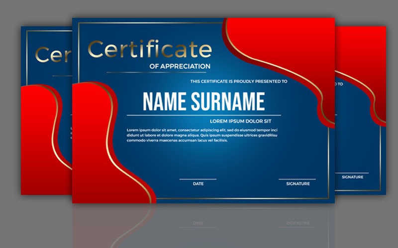 FREE Professional Luxury Certificate Design Blue Red Certificate Template