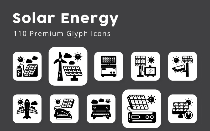 Solar Energy Unique Glyph Icons Icon Set