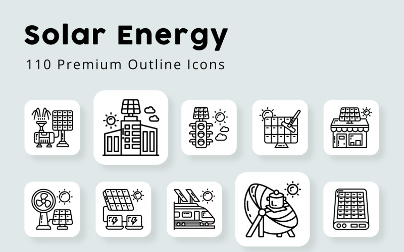 Solar Energy Unique Outline Icons Icon Set