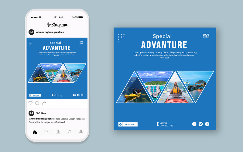 Travel agency advertisement social media post design volume 01 Social Media