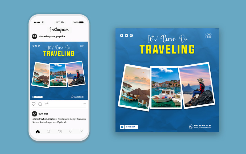 Travel agency advertisement social media post design volume 02 Social Media
