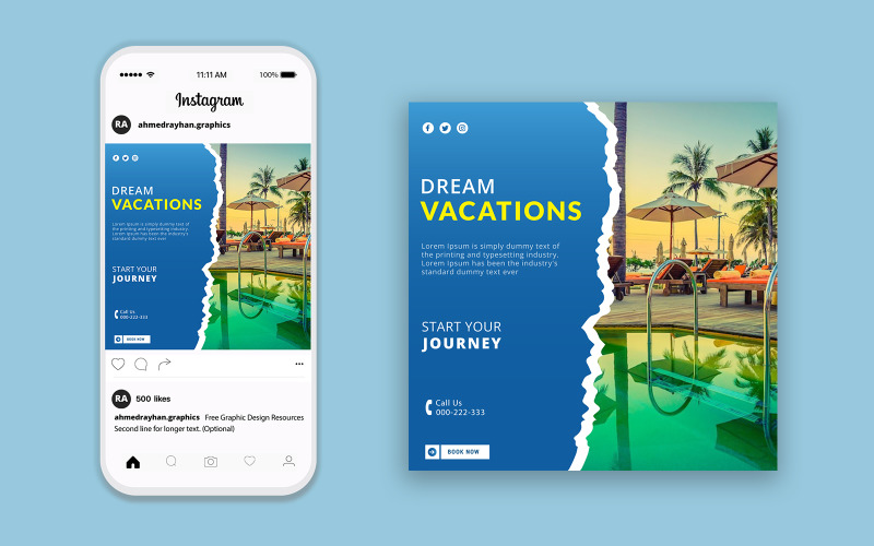 Travel agency advertisement social media post design volume 03 Social Media