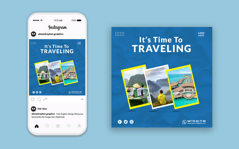 Travel agency advertisement social media post design volume 08 Social Media