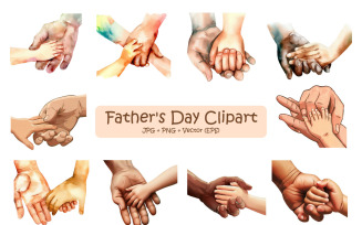 Watercolor Happy Father's Day With father and son hand illustration