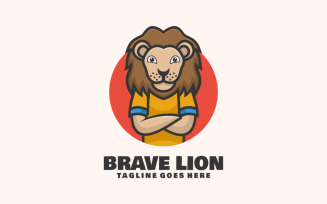 Brave Lion Mascot Cartoon Logo