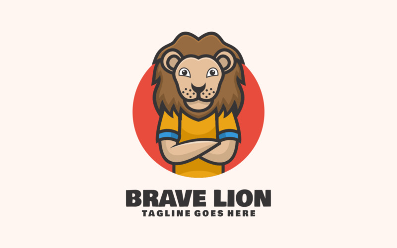 Brave Lion Mascot Cartoon Logo Logo Template