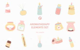 Chilling Pastel Aromatherapy Element Illustration Set