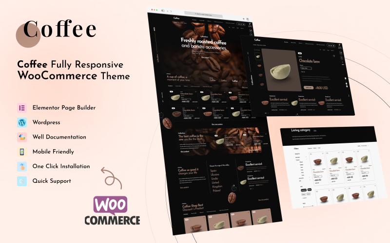 Coffee - The Perfect WordPress Theme For Coffee Enthusiasts." WooCommerce Theme