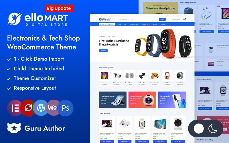 Ellomart - Electronics and Digital Store Elementor WooCommerce Responsive Theme WooCommerce Theme