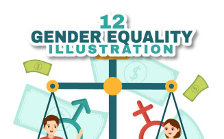 12 Gender Equality Vector Illustration