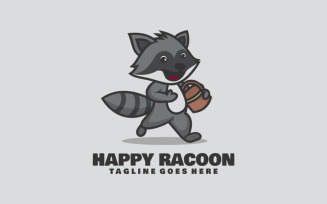 Happy Raccoon Mascot Cartoon Logo