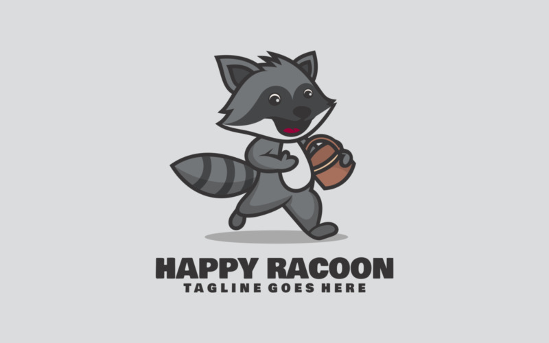 Happy Raccoon Mascot Cartoon Logo Logo Template