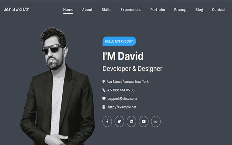 My-About Personal Portfolio HTML5 Template Landing Page Template