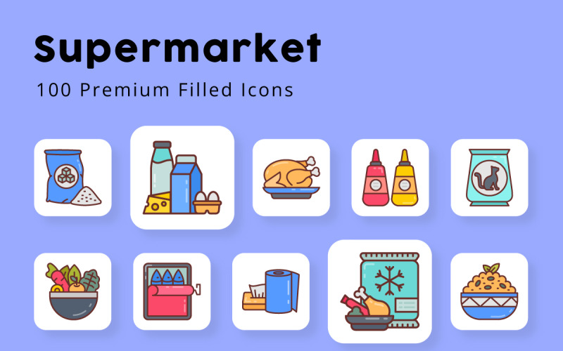 Supermarket Unique Filled Icons Icon Set