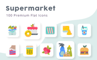 Supermarket Unique Flat Icons