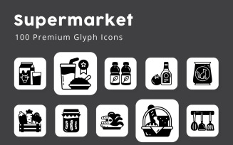 Supermarket Unique Glyph Icons