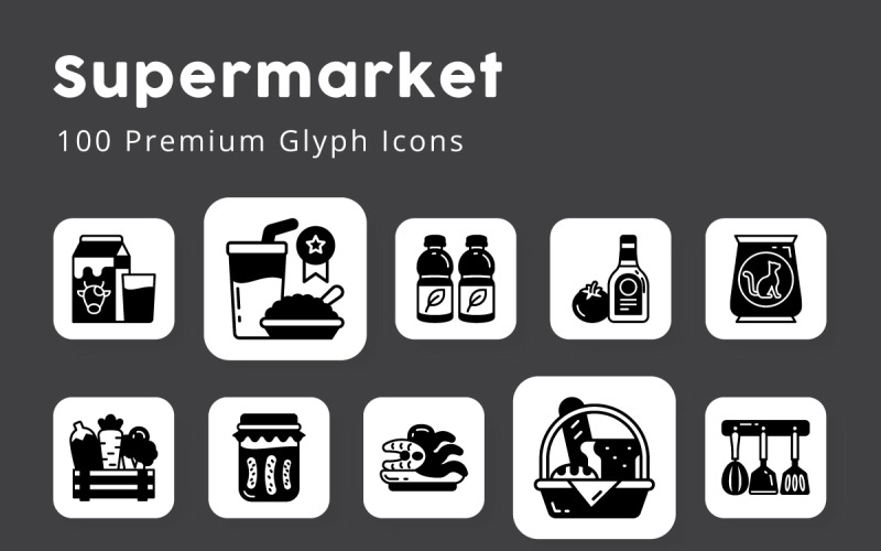 Supermarket Unique Glyph Icons Icon Set