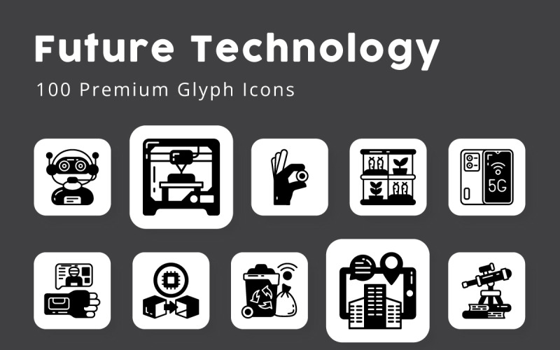 Future Technology Glyph Icons Icon Set