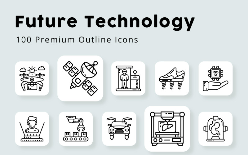 Future Technology Outline Icons Icon Set