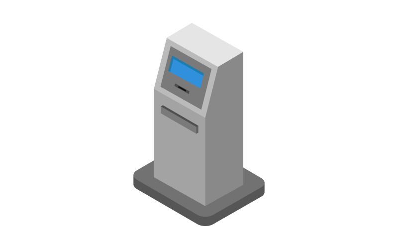 Isometric ATM on a white background Vector Graphic