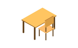 Isometric school desk on a white background