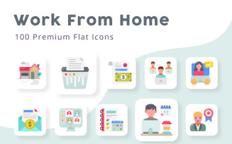 Work From Home Flat Icons
