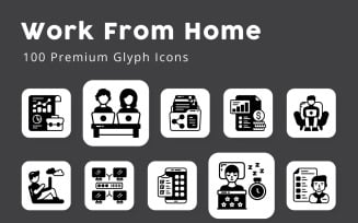 Work From Home Glyph Icons
