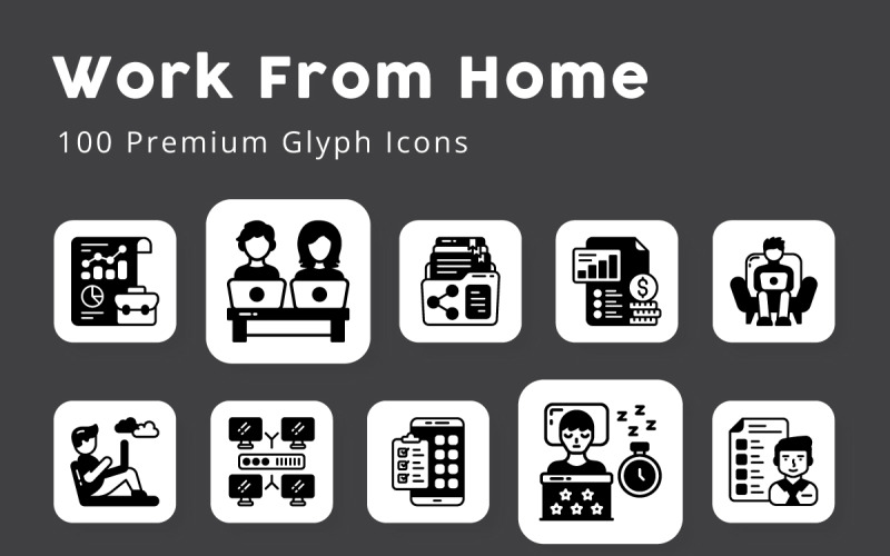 Work From Home Glyph Icons Icon Set