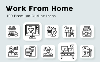 Work From Home Outline Icons