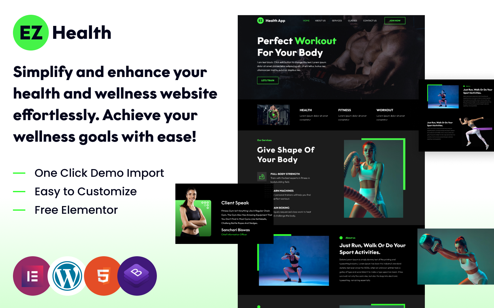 EZ Health - The Ultimate Responsive WordPress Theme for Your Wellness Website, Powered by Elementor!