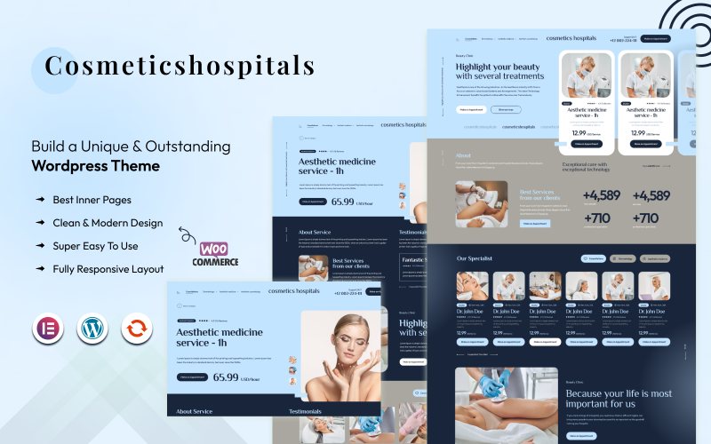 CosmeticsHospitals - Modern Hospitals WordPress Template WooCommerce Theme