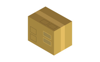 Isometric box illustrated and colored in vector on a white background