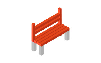 Vectorized and colored illustrated isometric bench on a white background