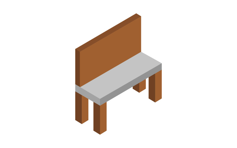 Vectorized and colored isometric bench on a white background Vector Graphic
