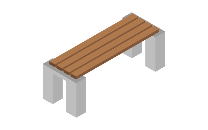 Vectorized isometric bench on a white background Vector Graphic