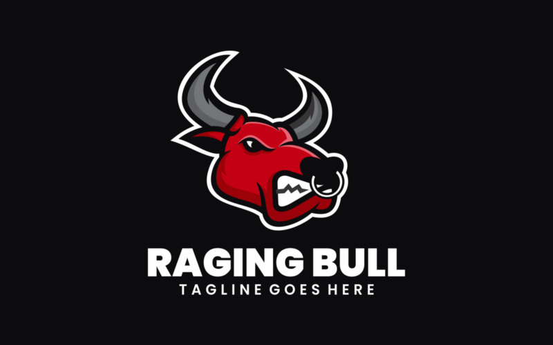 Raging Bull Simple Mascot Logo Logo Template