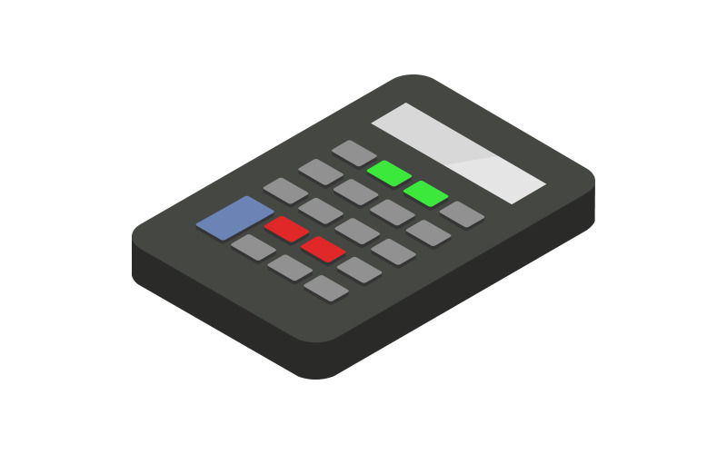 Isometric calculator illustrated and colored on a background Vector Graphic