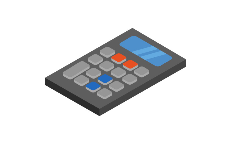 Isometric calculator illustrated on a white background Vector Graphic