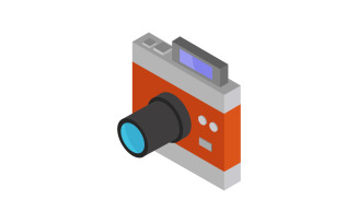 Isometric camera colored in and illustrated on a background