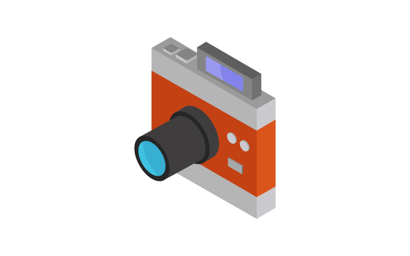 Isometric camera colored in and illustrated on a background Vector Graphic
