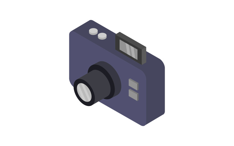 Isometric photo camera illustrated on a white background Vector Graphic