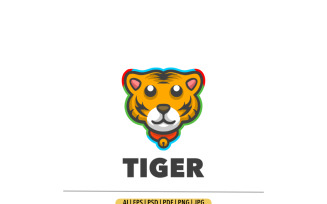 Cute tiger head cartoon logo template