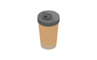Illustrated isometric coffee cup one on white background