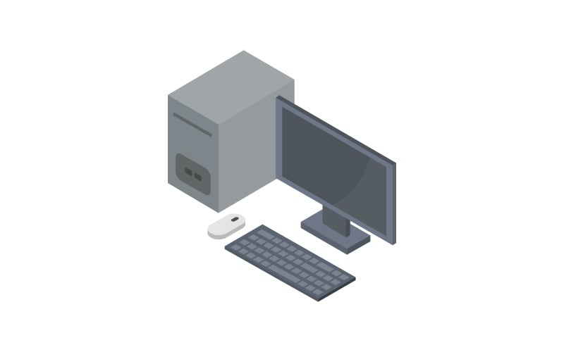 Isometric and colorful computer on a white background Vector Graphic