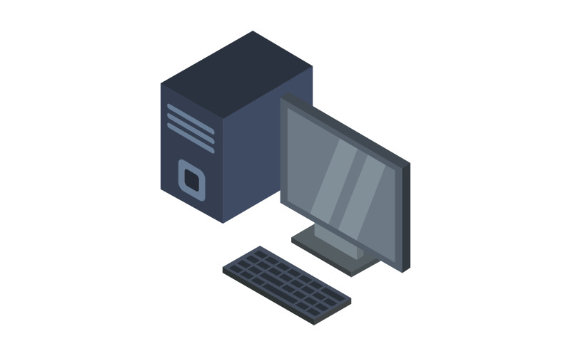 Isometric computer illustrated on a white background Vector Graphic