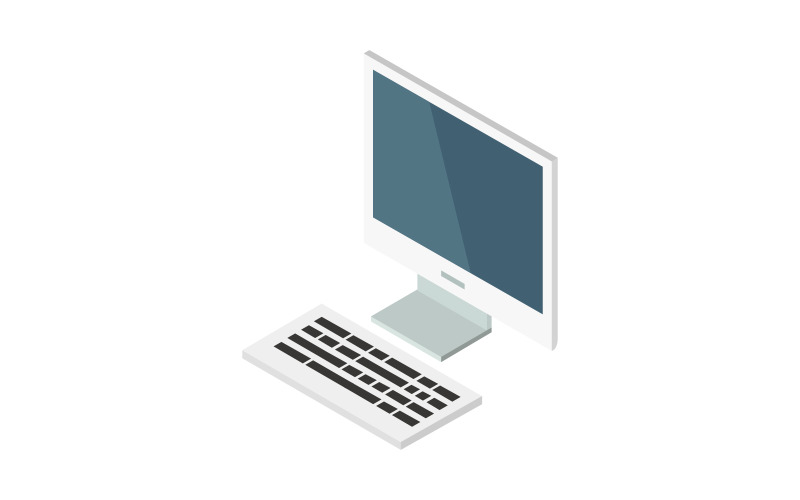 Isometric computer in vector and colored on a white background Vector Graphic